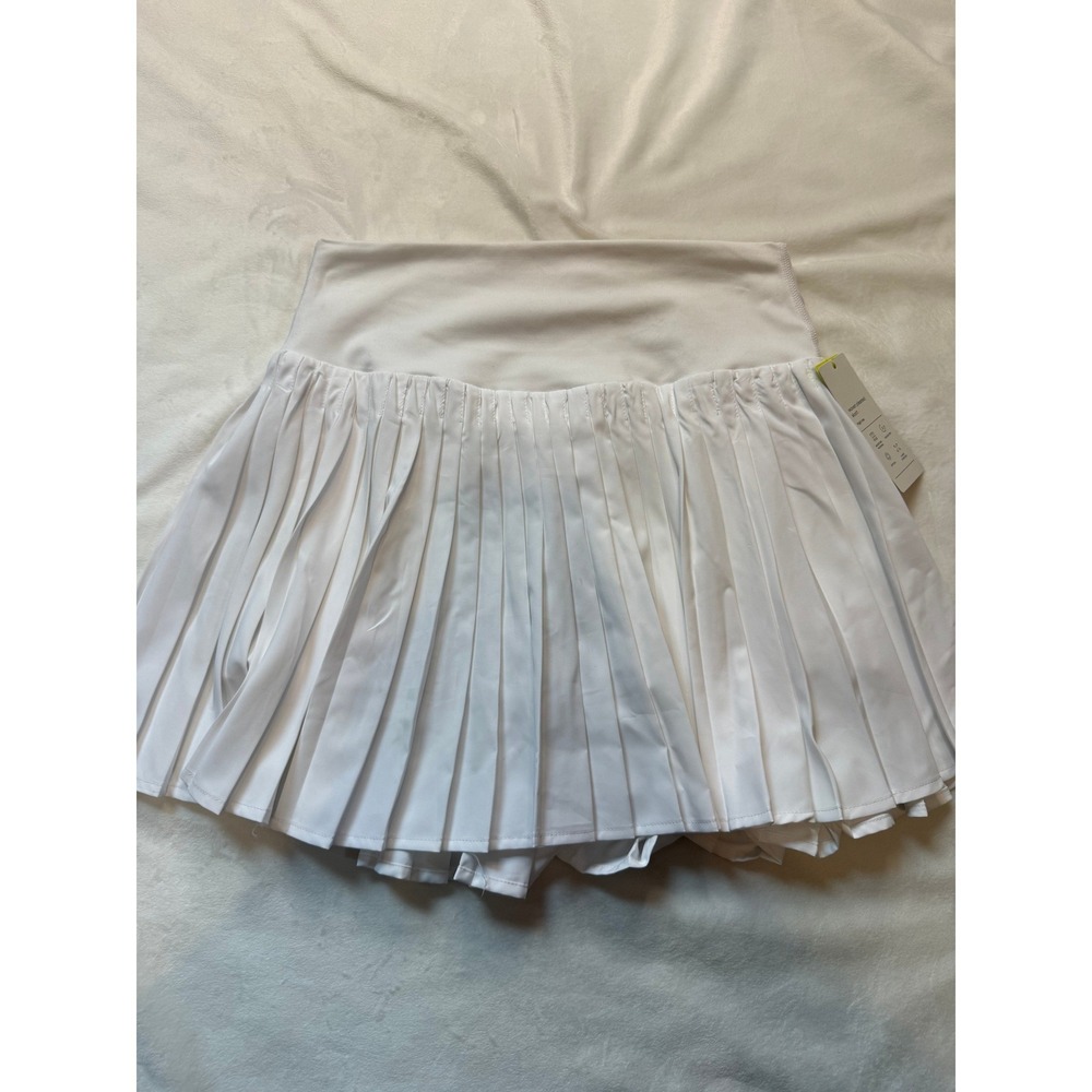 All in Motion White Woven Pleated Skort High Rise Tennis Golf Skirt Small NWT